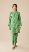 Mint Green Vintage Floral 2-Piece Printed Suit