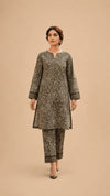 Charcoal Grey Abstract Printed 2-Piece Suit