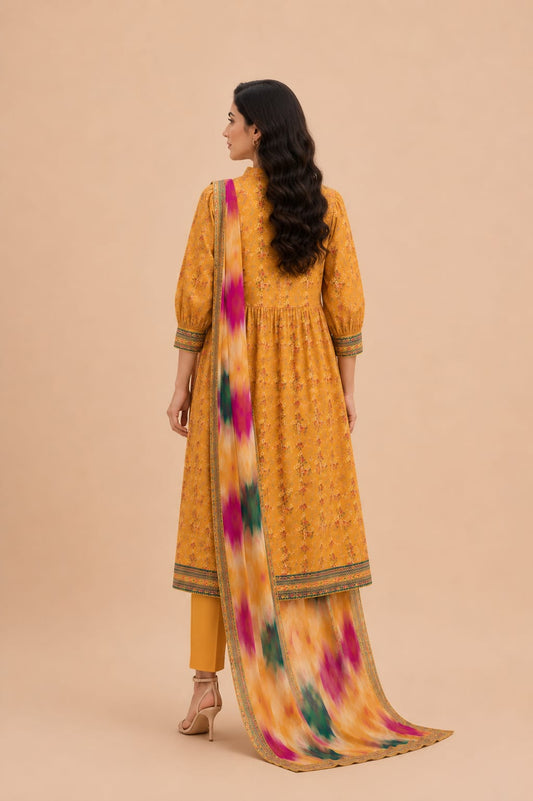 Golden Amber Peplum Style 3-Piece Suit
