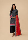 Midnight Black Chunri Printed 3-Piece Suit