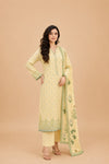 Soft Butter Yellow Botanical 3-Piece Suit