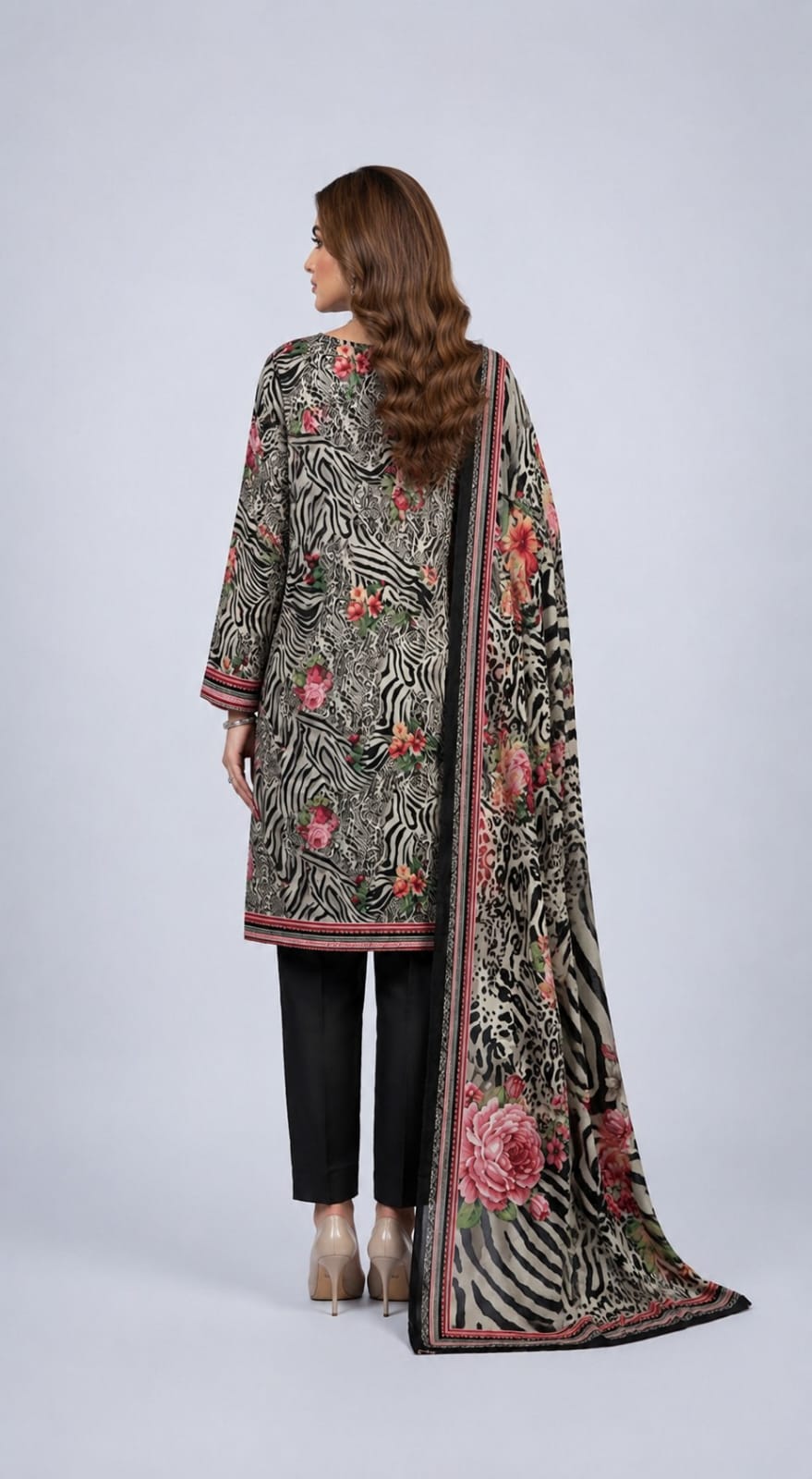 Printed 3-Piece Lawn Suit - Zebra Floral Fusion
