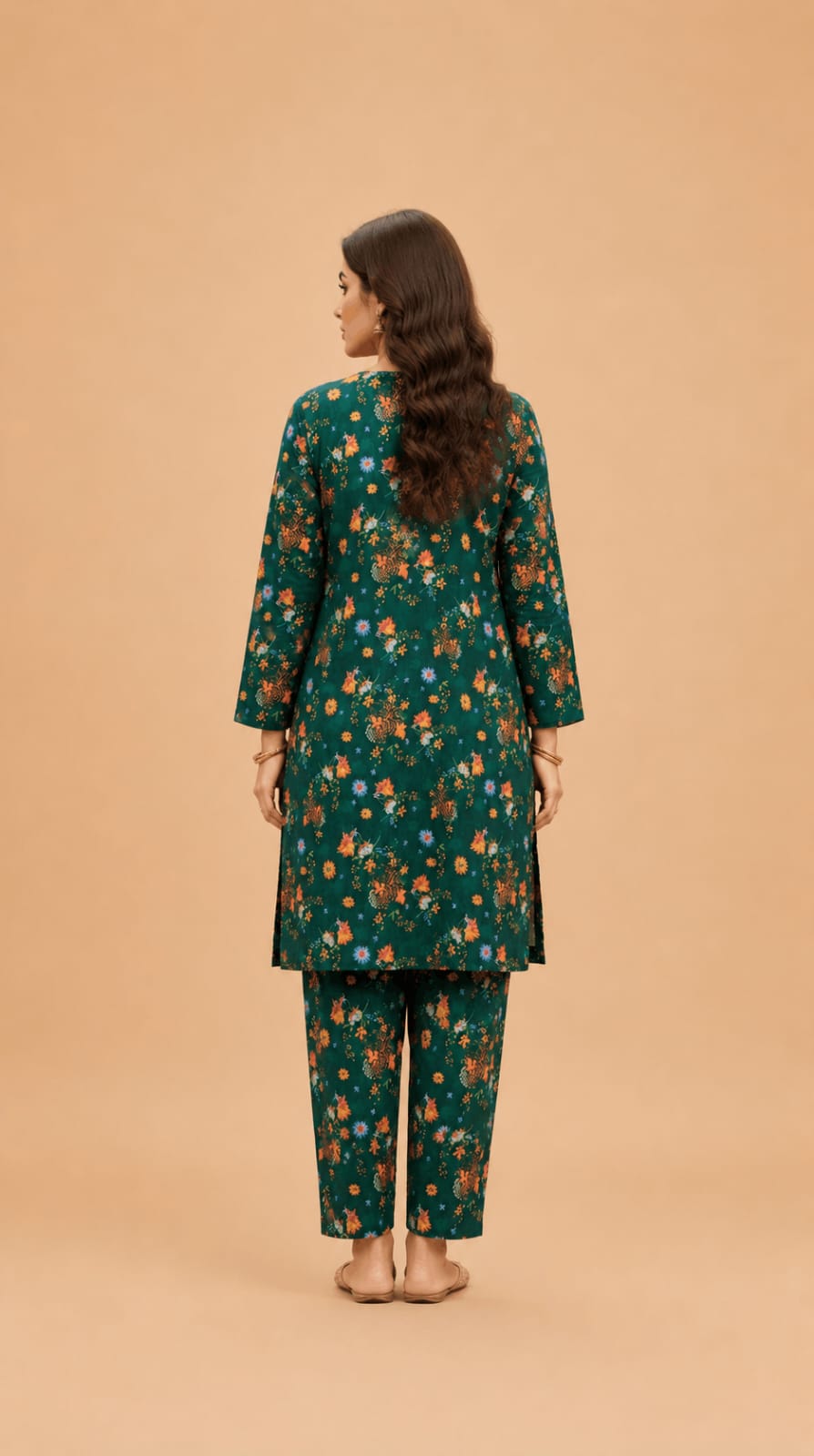 Printed 2-Piece Lawn Suit - Emerald Flora