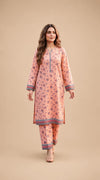 Peach Delicate Floral Printed 2-Piece Suit