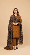 Warm Mustard Abstract Printed 3-Piece Suit