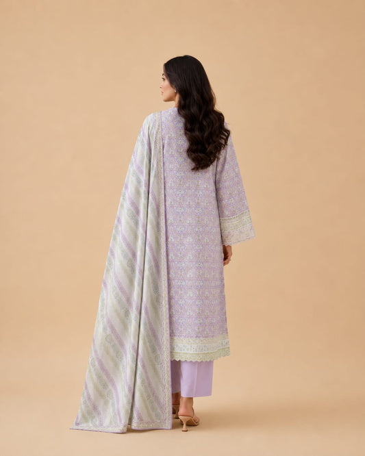 Pastel Lavender Lace Accent 3-Piece Suit