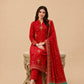 Crimson Red Ethnic Motif 3-Piece Lawn Suit