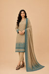 Beige & Teal Printed 3-Piece Lawn Suit