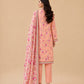Peach Pink Floral Blossom 3-Piece Lawn Suit