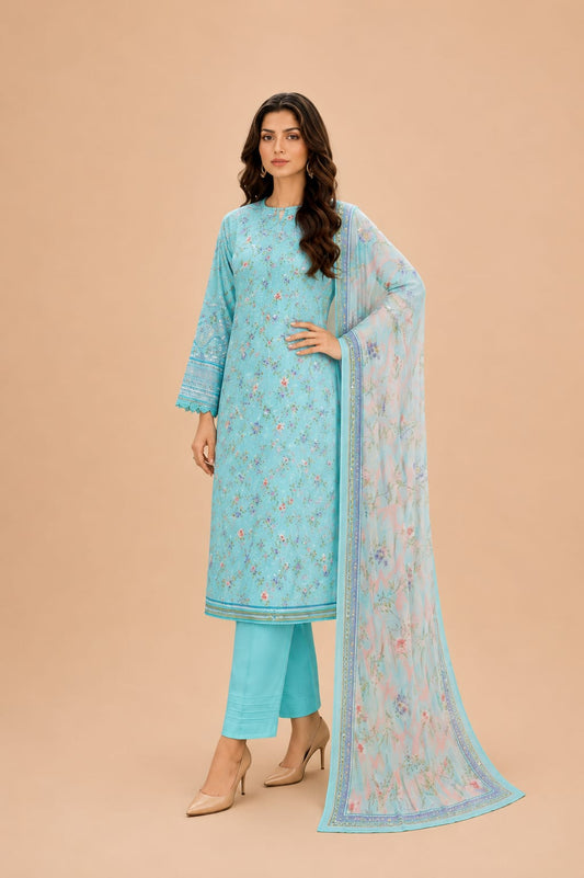 Sky Blue Dainty Floral 3-Piece Suit