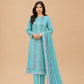 Turquoise Blue Embroidered 3-Piece Suit