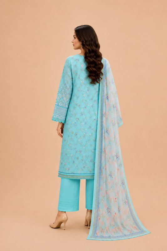 Sky Blue Dainty Floral 3-Piece Suit