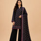 Charcoal Black Traditional Geometric 3-Piece Suit