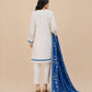 Off-White & Royal Blue Accent 3-Piece Lawn Suit