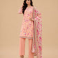 Peach Pink Floral Blossom 3-Piece Lawn Suit